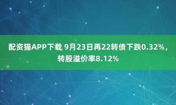 配资猫APP下载 9月23日再22转债下跌0.32%，转股溢价率8.12%