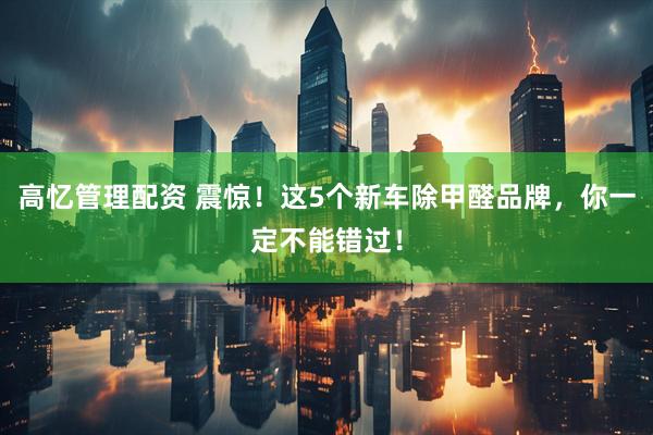 高忆管理配资 震惊！这5个新车除甲醛品牌，你一定不能错过！