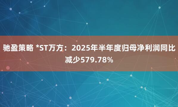 驰盈策略 *ST万方：2025年半年度归母净利润同比减少579.78%